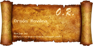 Orsós Rovéna névjegykártya